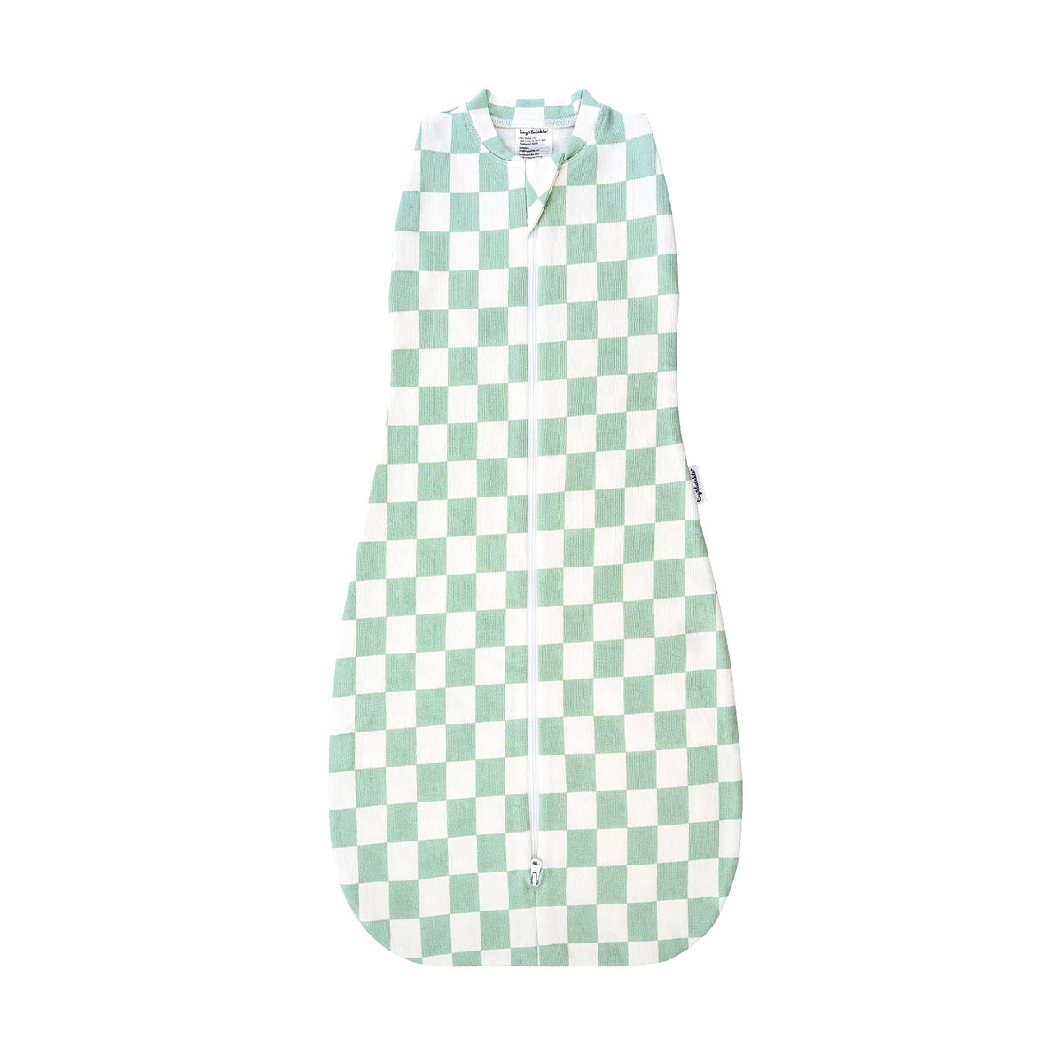 Tiny Twinkle sleep sack in sage checkers pattern provides cozy, breathable comfort for night-time sleep