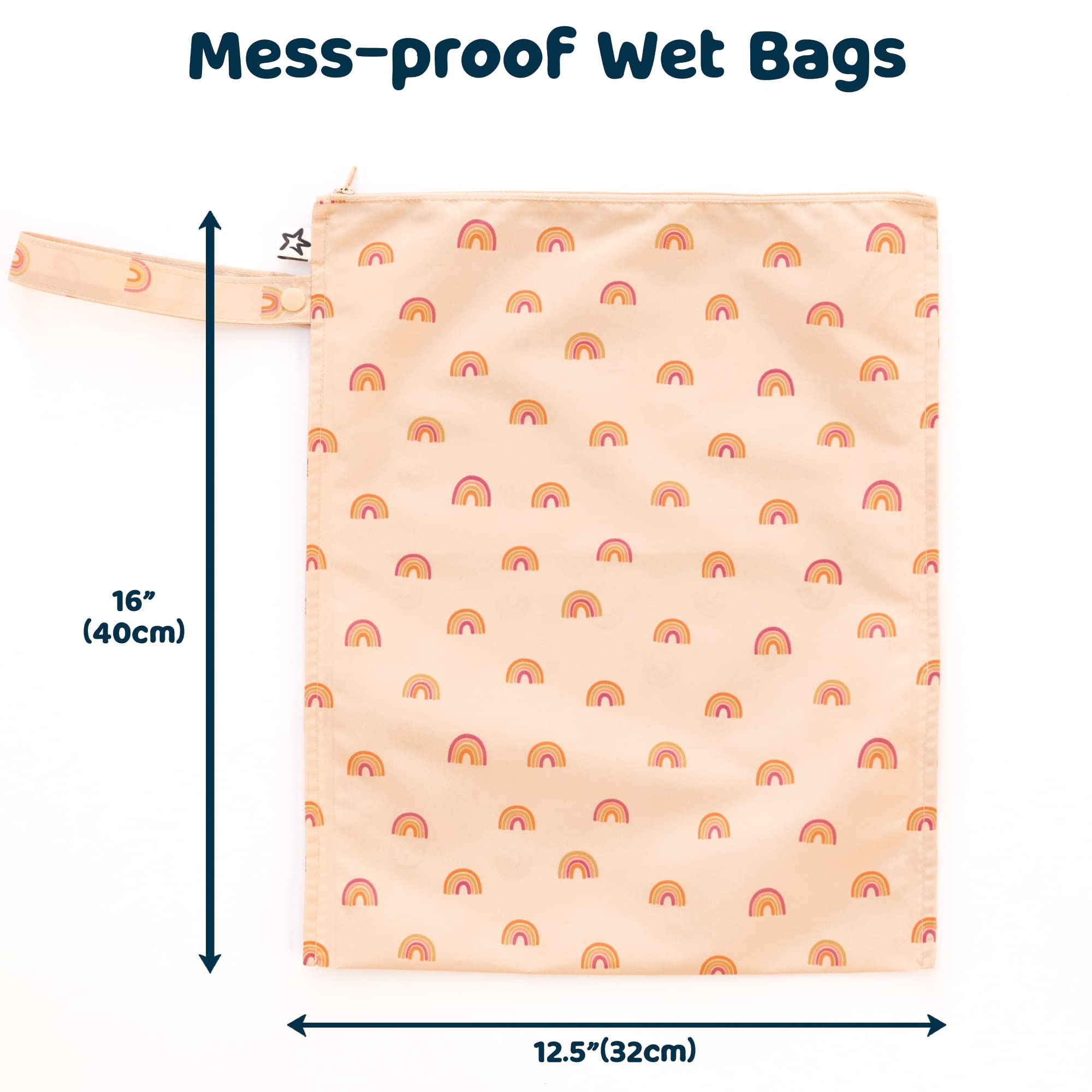 Tiny Twinkle Wet Bag leak-resistant seams protect wet items during outings.