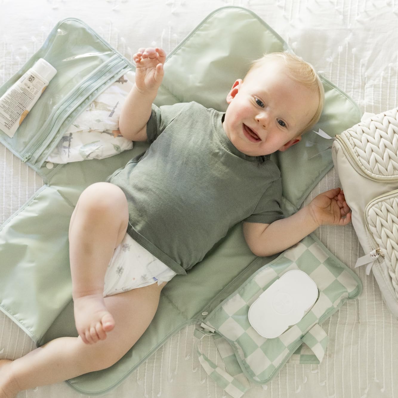 Tiny Twinkle wipe-clean surface ready for mess-free diaper changes