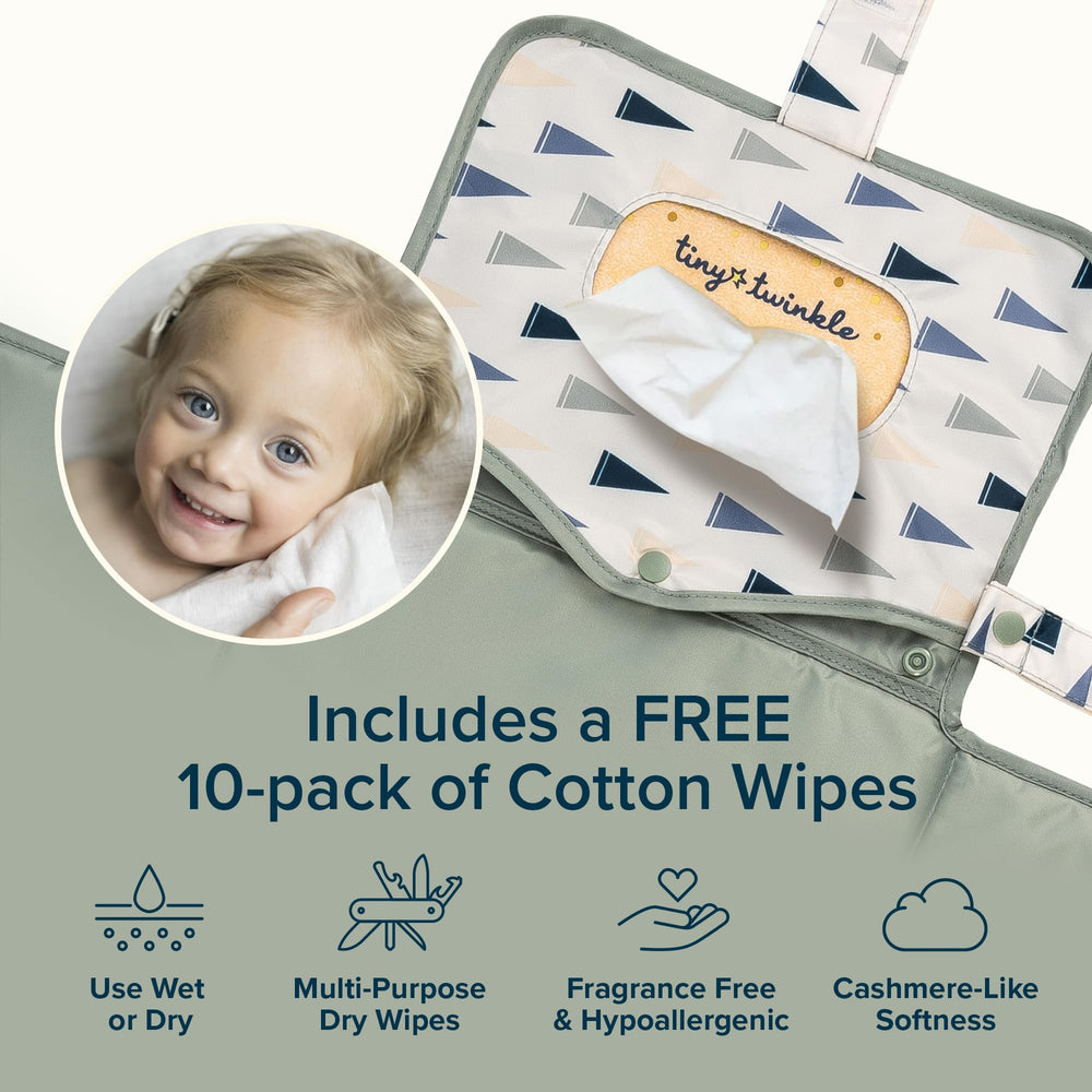 Tiny Twinkle wipes pocket keeps wipes within reach in seconds.