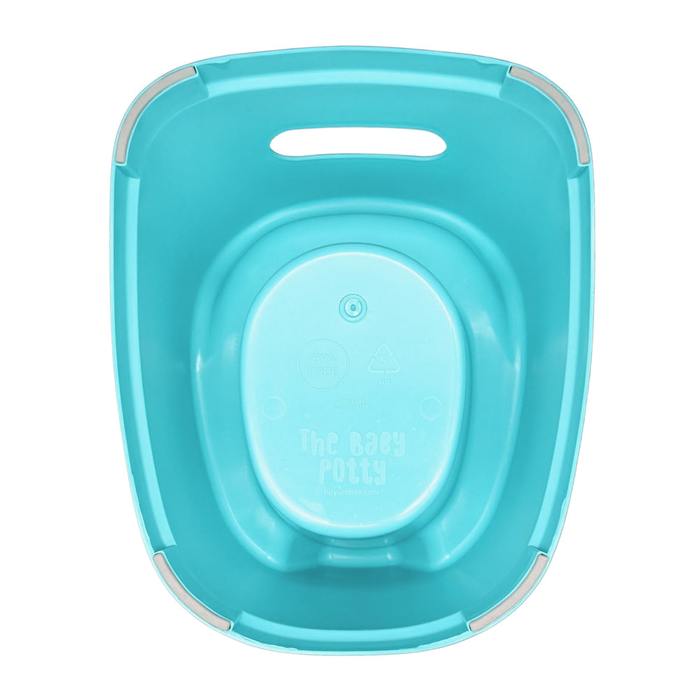 Tiny Undies Baby Potty's splash guard minimizes mess during boys’ pottying.