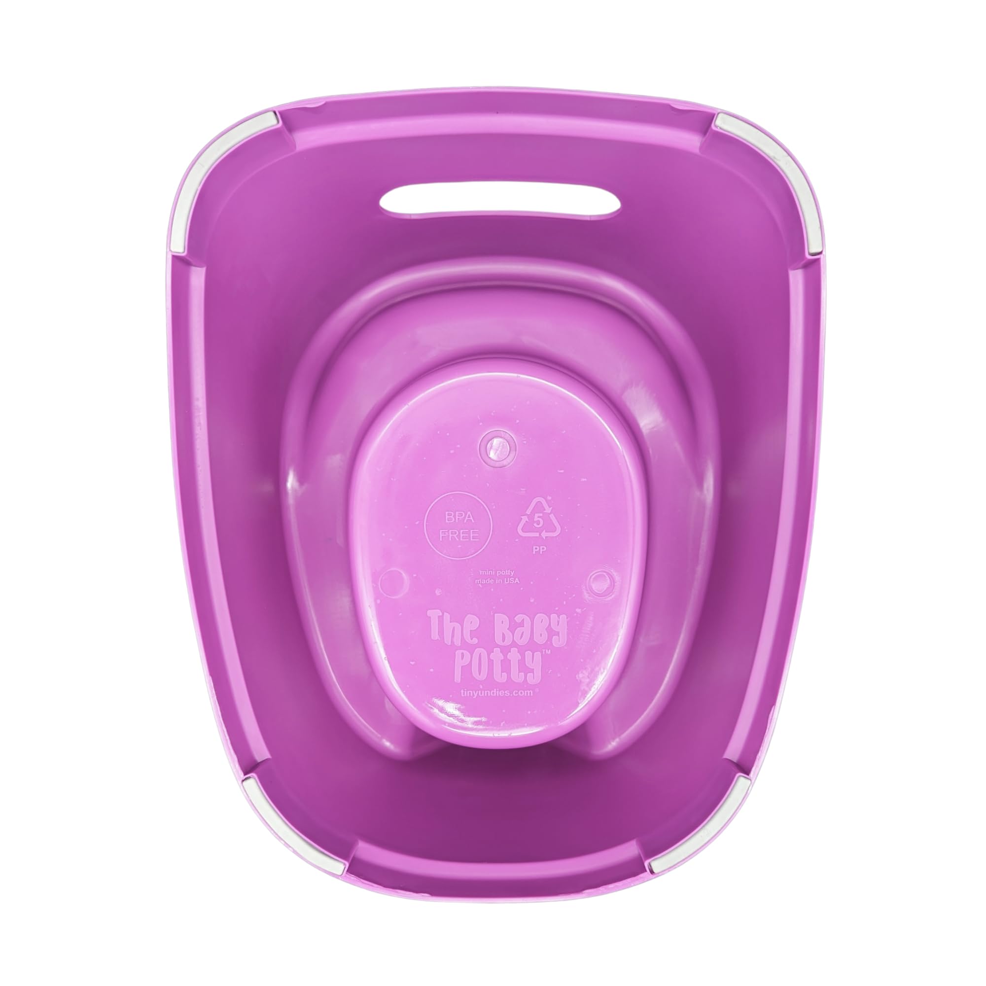 BPA-free, lightweight Tiny Undies potty ideal for car travel.