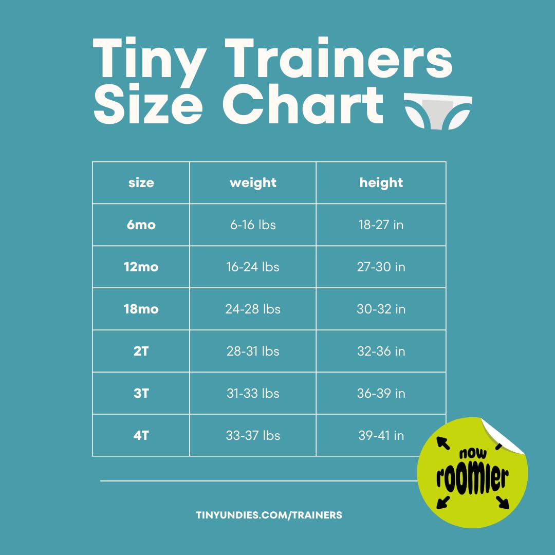 Tiny Undies Tiny Trainers elastic waistband and leg gussets ease pull-ups.