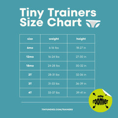 Tiny Undies Tiny Trainers elastic waistband and leg gussets ease pull-ups.