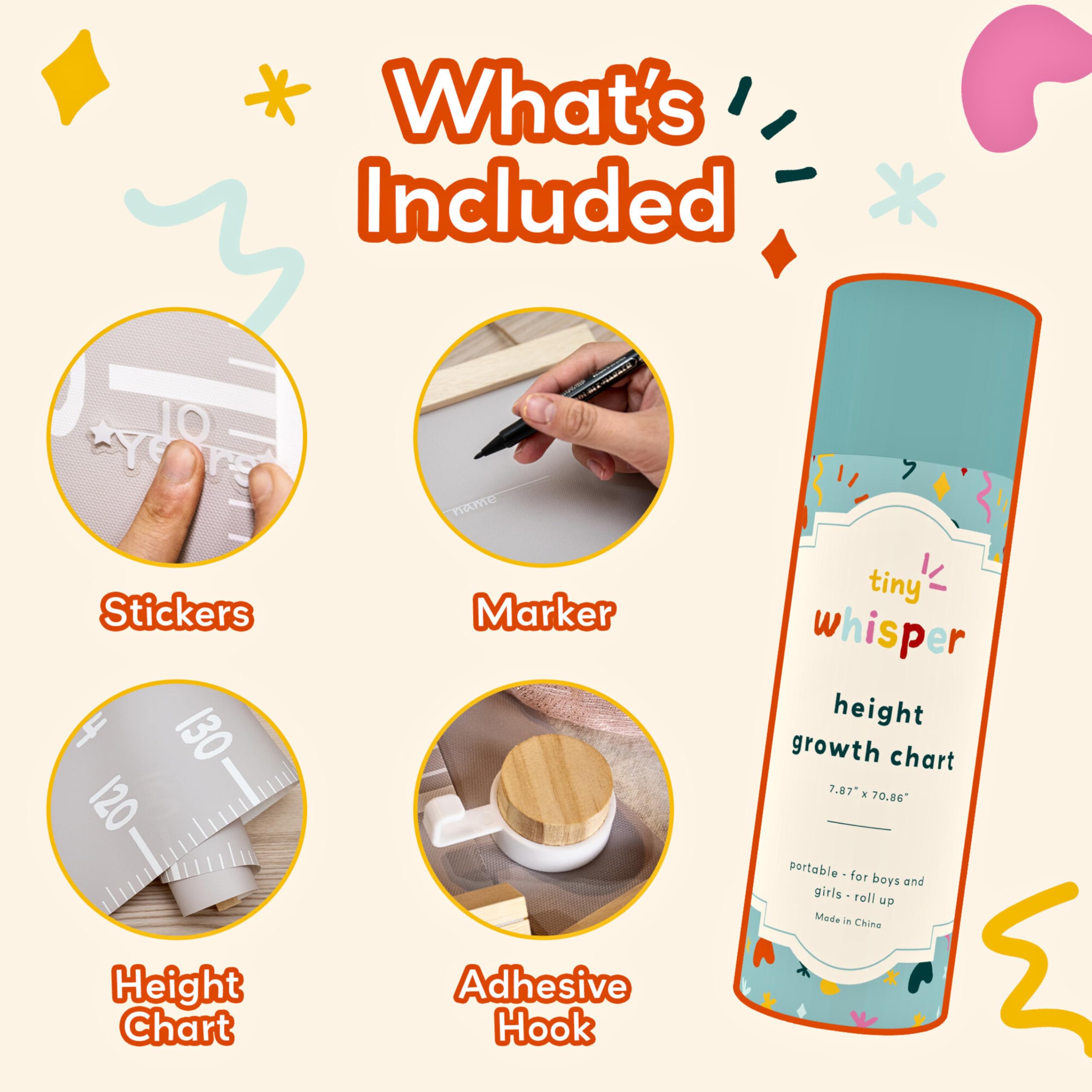 Tiny Whisper marker for labeling heights on the growth chart