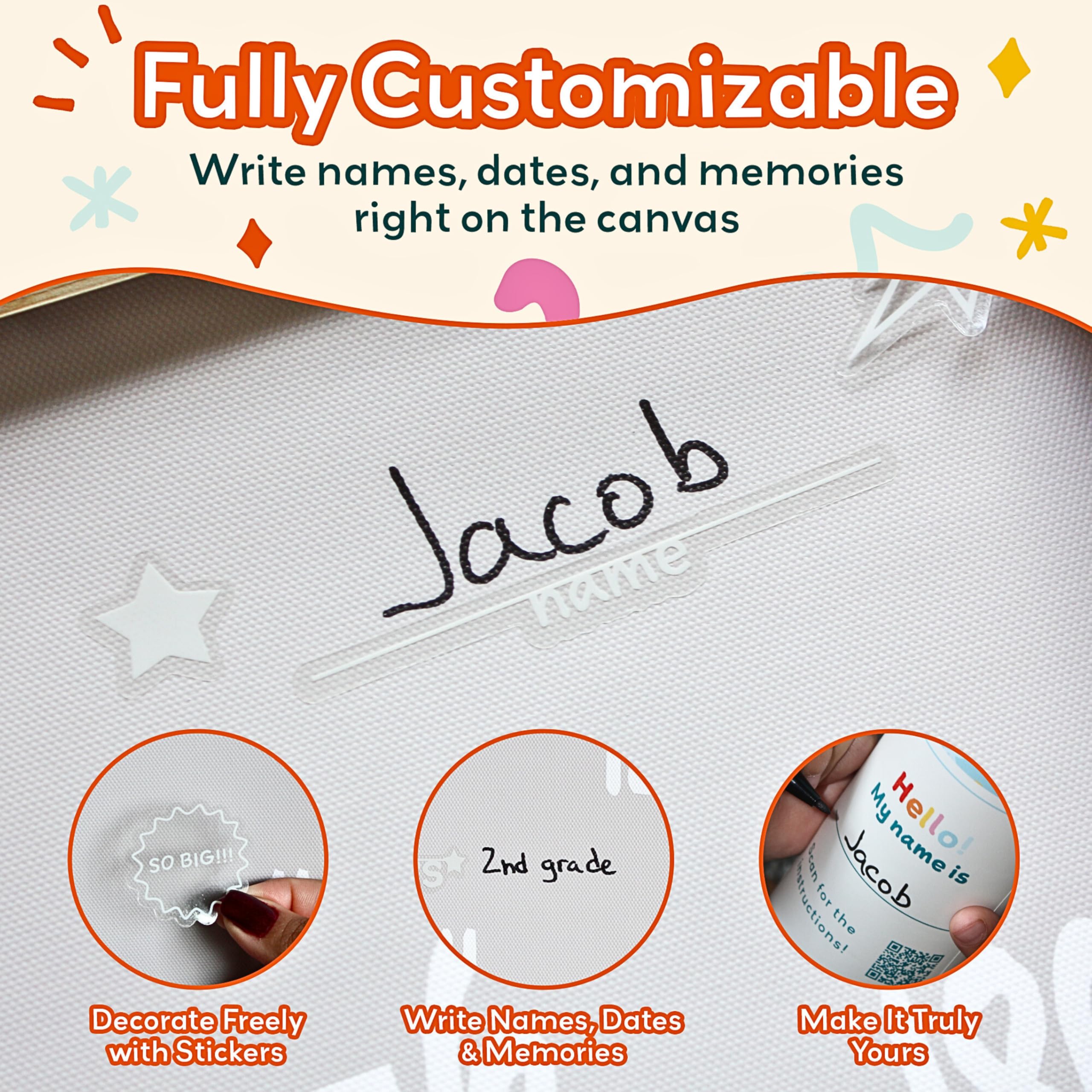 Tiny Whisper wall-mounted growth chart with decorative measurement marks