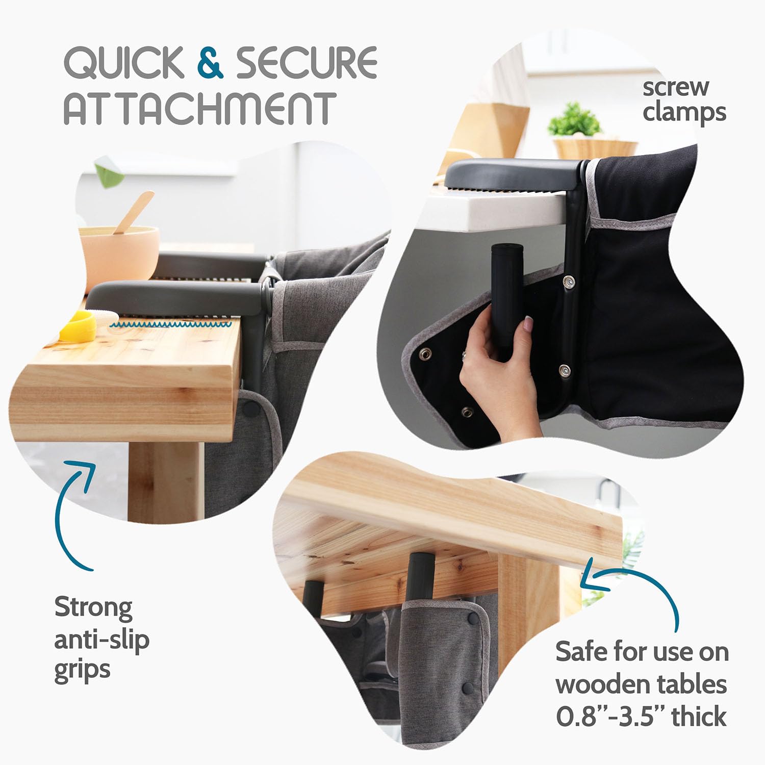 Tinybow high chair with 5-point harness keeps little riders secure.