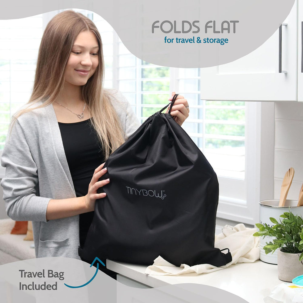 Tinybow removable cover is stain-resistant and machine washable for easy cleanup.
