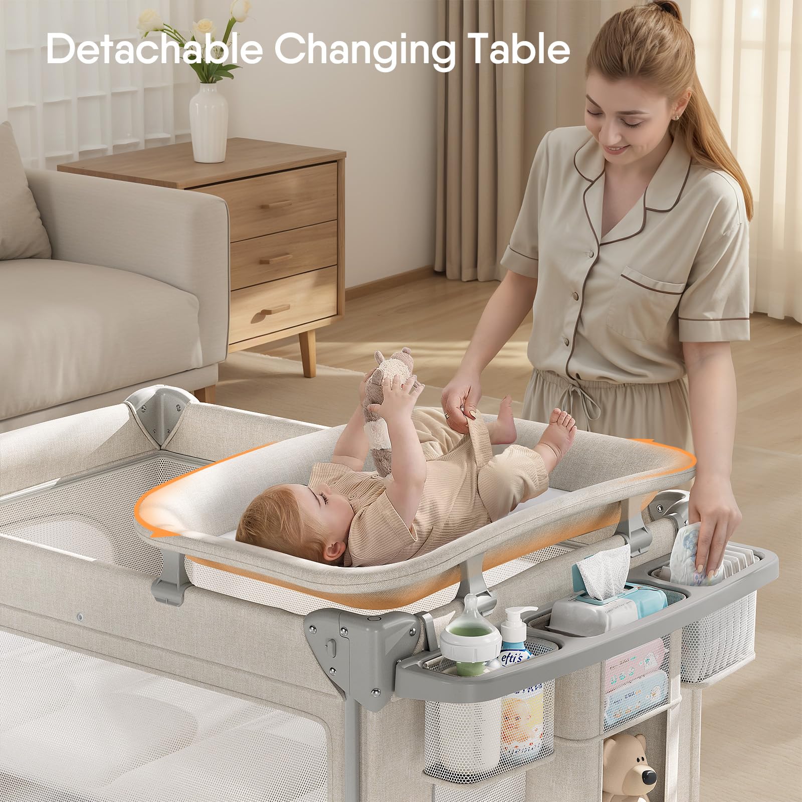 TinyGlow bedside crib sleeper enables close nighttime care and soothing cuddles.