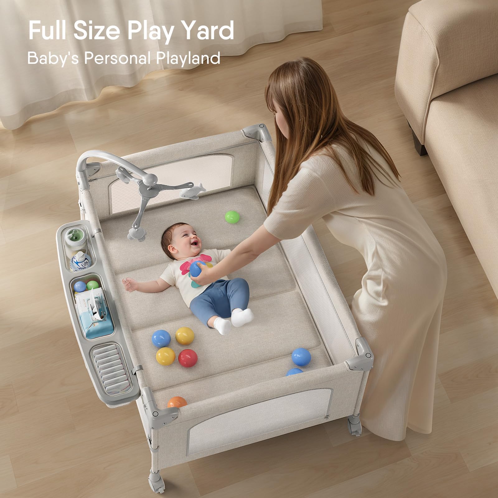 TinyGlow diaper changing station with side storage keeps essentials within reach.