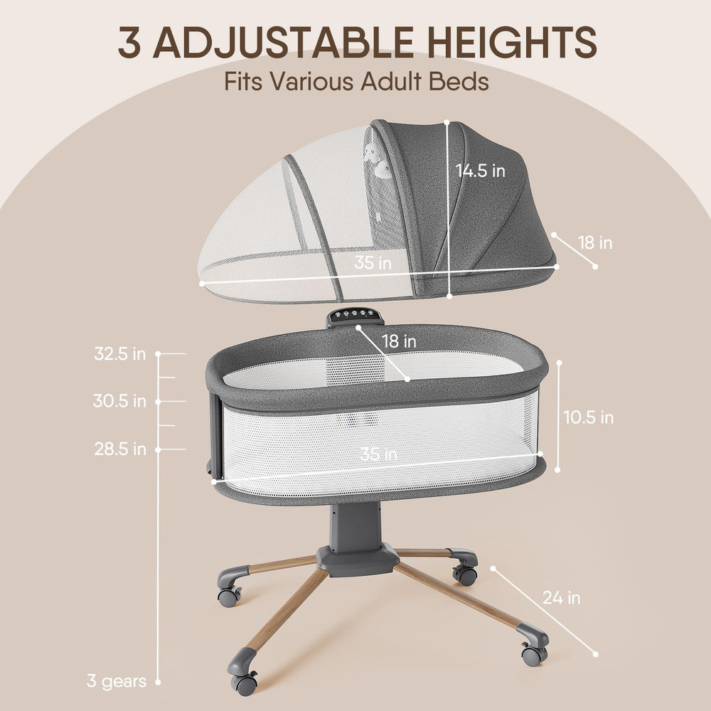 TinyGlow electric bassinet portable-nest detaches into a lightweight move-around nest
