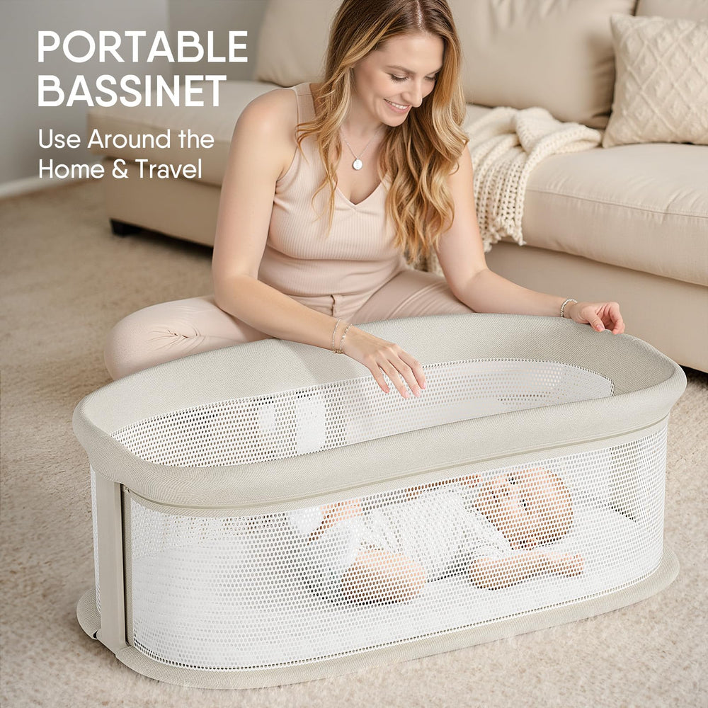 TinyGlow bassinet twelve soothing tunes plus phone connection for customized lullabies