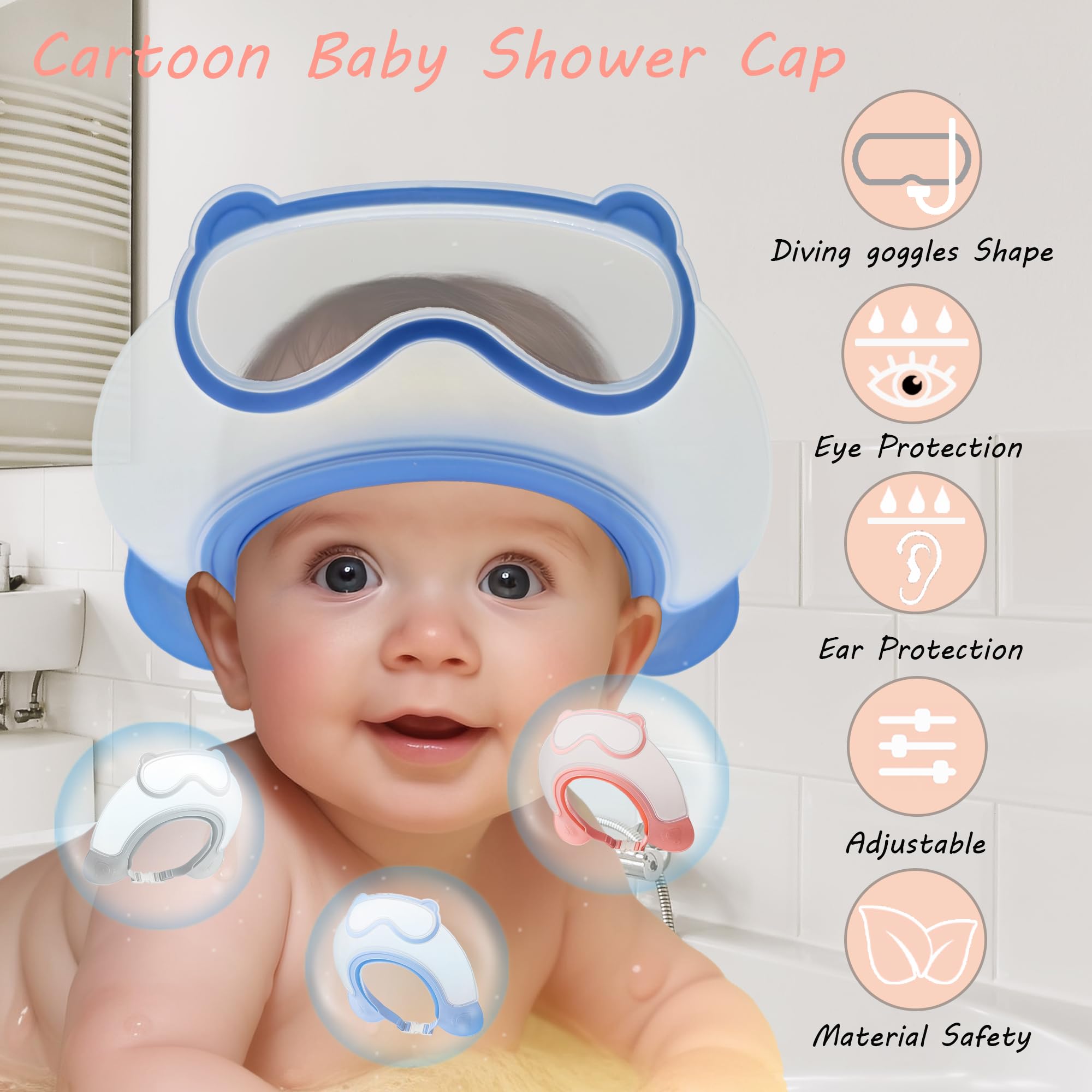 TinyGuardian adjustable kids bath visor ensures snug fit for growing children.