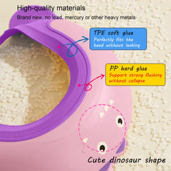 TinyGuardian dinosaur-pink waterproof shield minimizes shampoo foam mess.