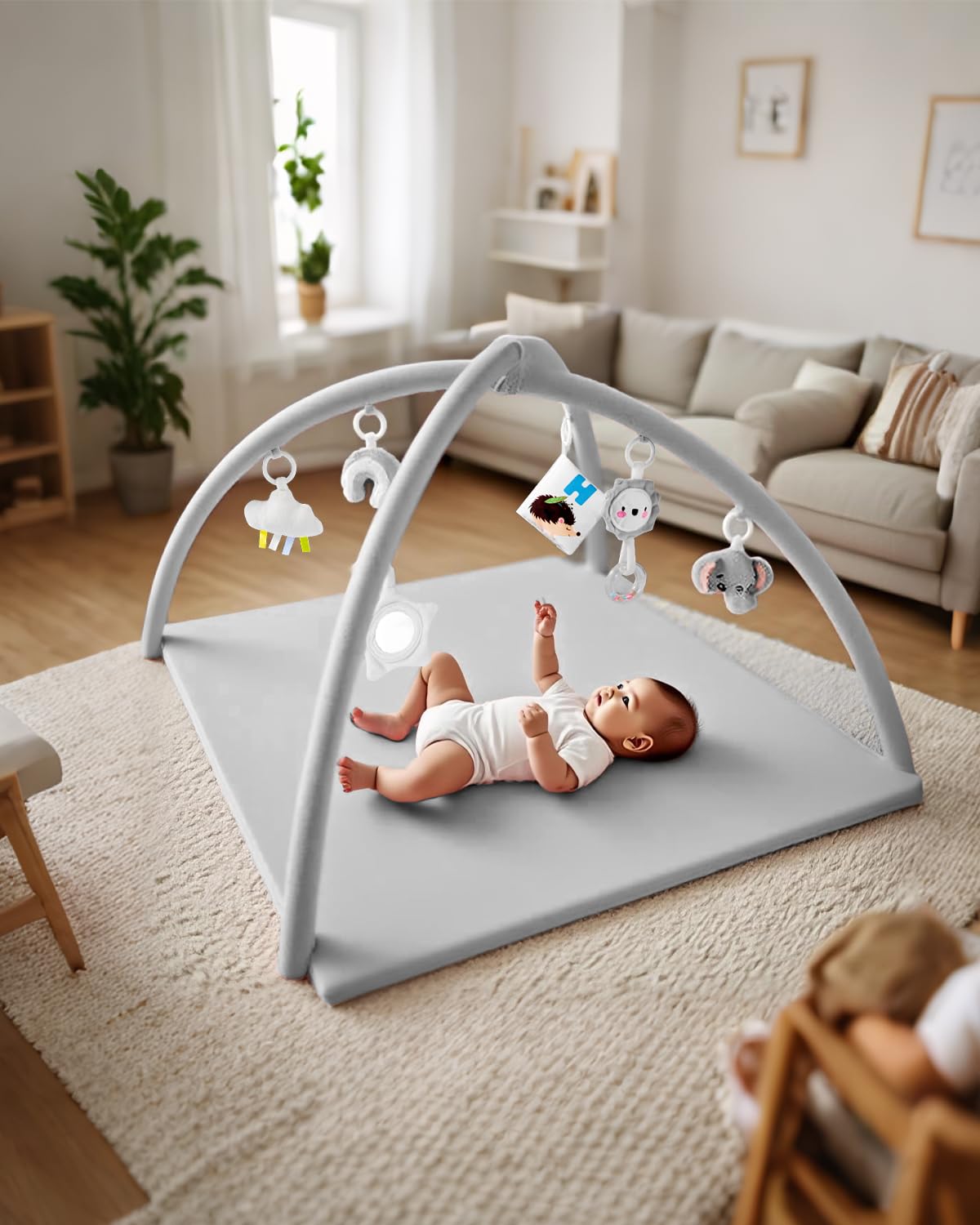 TINYHARBO soft velvet surface supports gentle tummy time and cozy play.