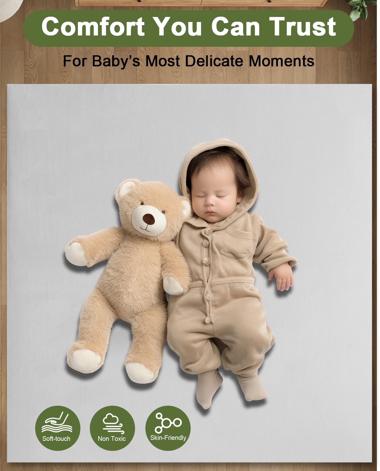 TINYHARBO machine-washable cover resists drool, spit-up, and everyday messes.