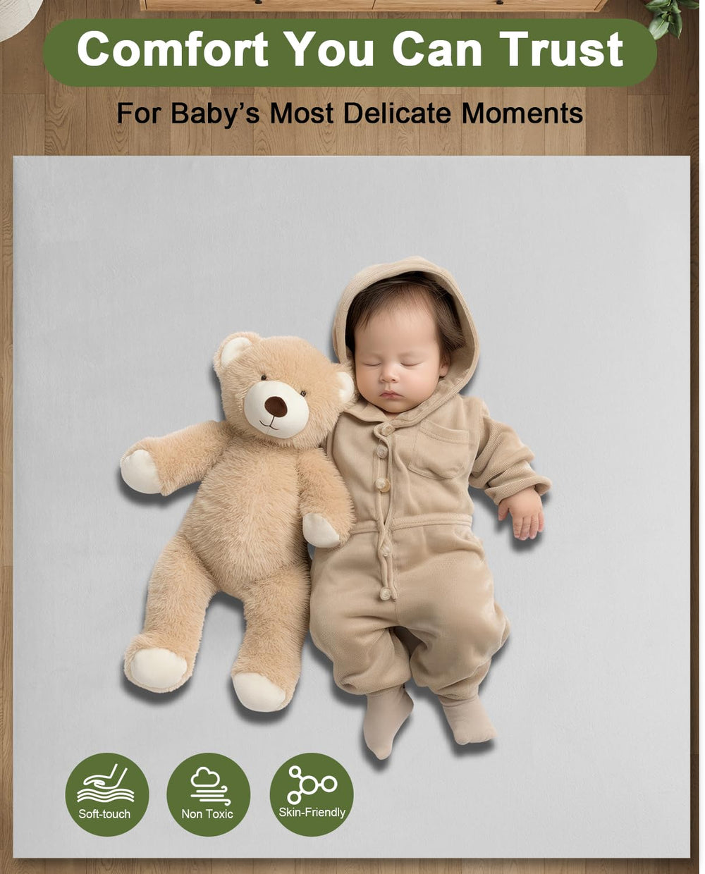 TINYHARBO machine-washable cover resists drool, spit-up, and everyday messes.