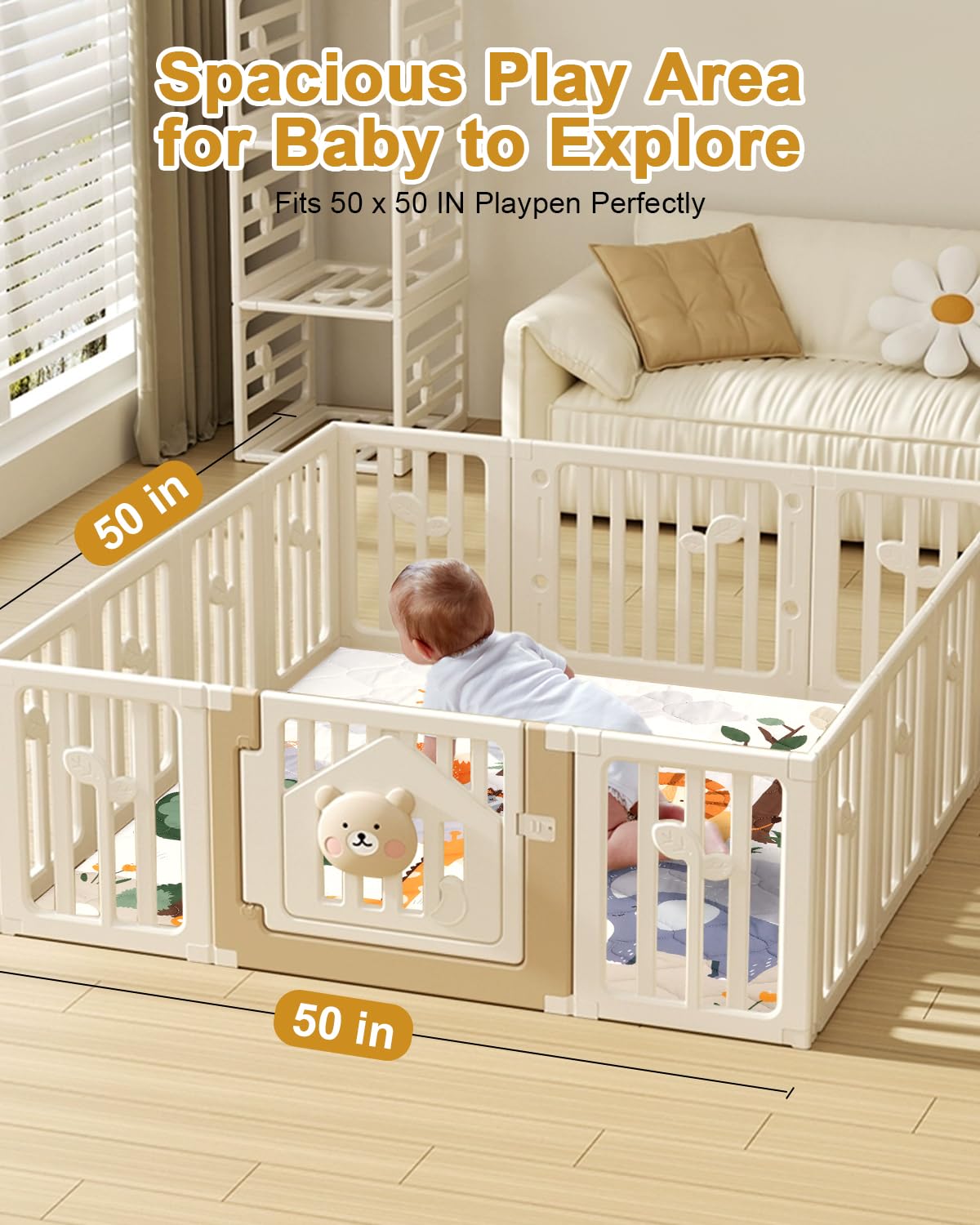 TINYHARBO Premium Foam Baby Play Mat offers a spacious 50x50 area for growth.