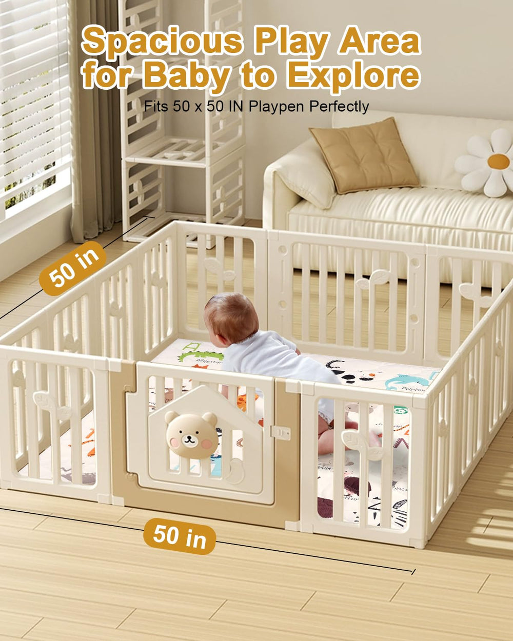 TINYHARBO Premium Foam Baby Play Mat spacious play area supports crawlers