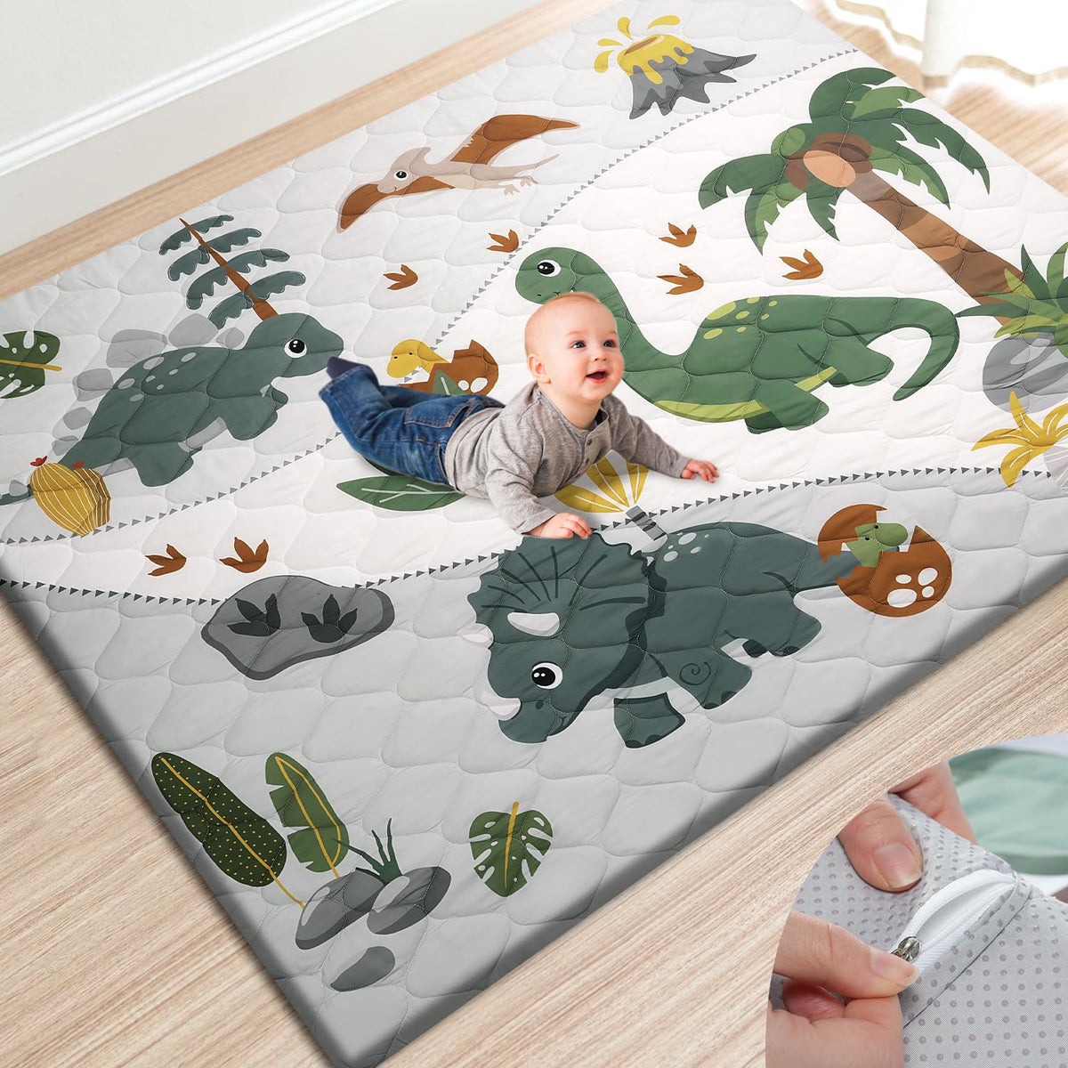 TINYHARBO Premium play mat with removable cover for easy cleaning