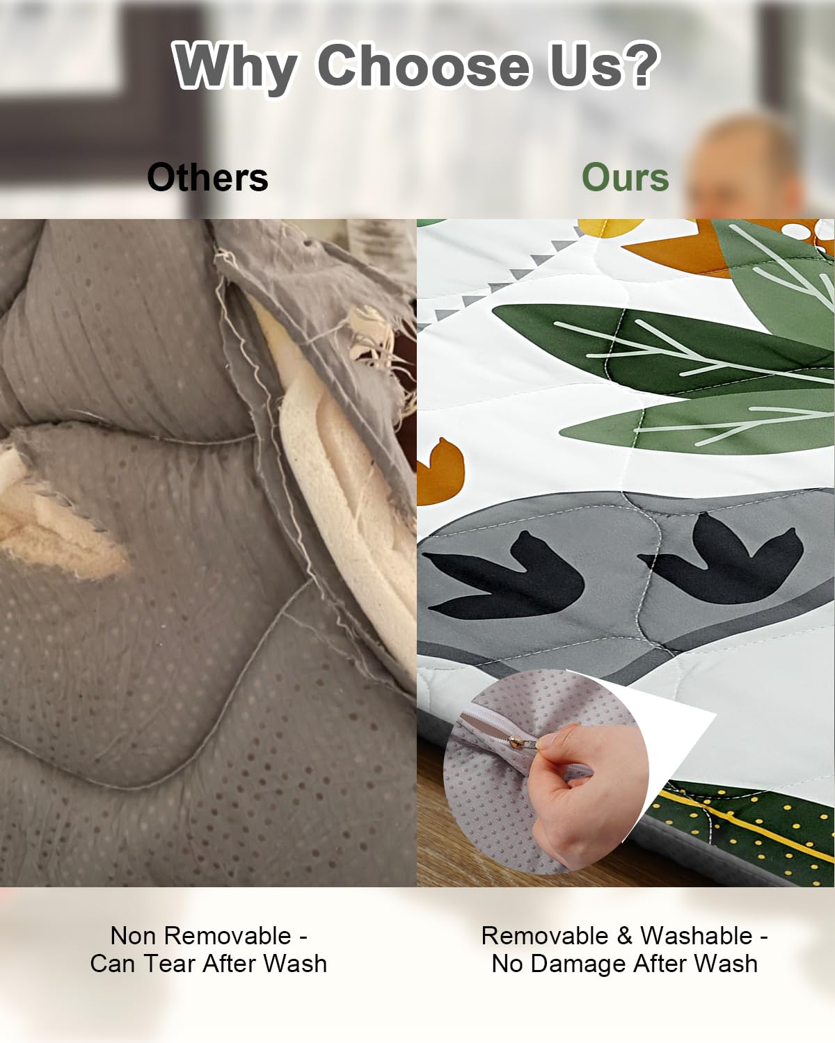 TINYHARBO removable cover on play mat for easy maintenance