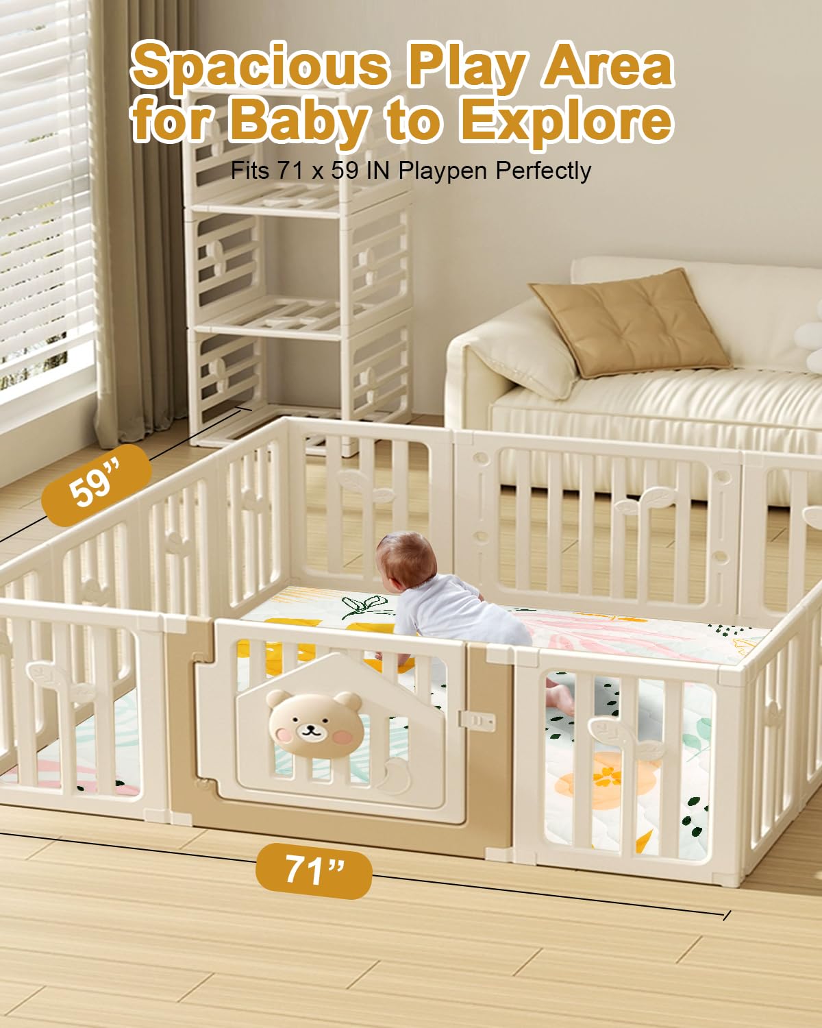 Machine-washable cover on TINYHARBO play mat for easy maintenance
