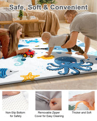 TinyHarbo Premium foam baby play mat non-slip bottom ensures mat stays in place.