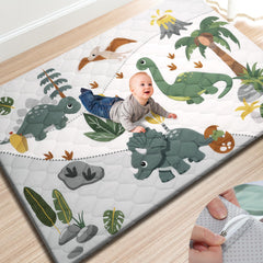 TINYHARBO premium foam play mat with thick padding for safe landings on hard floors.