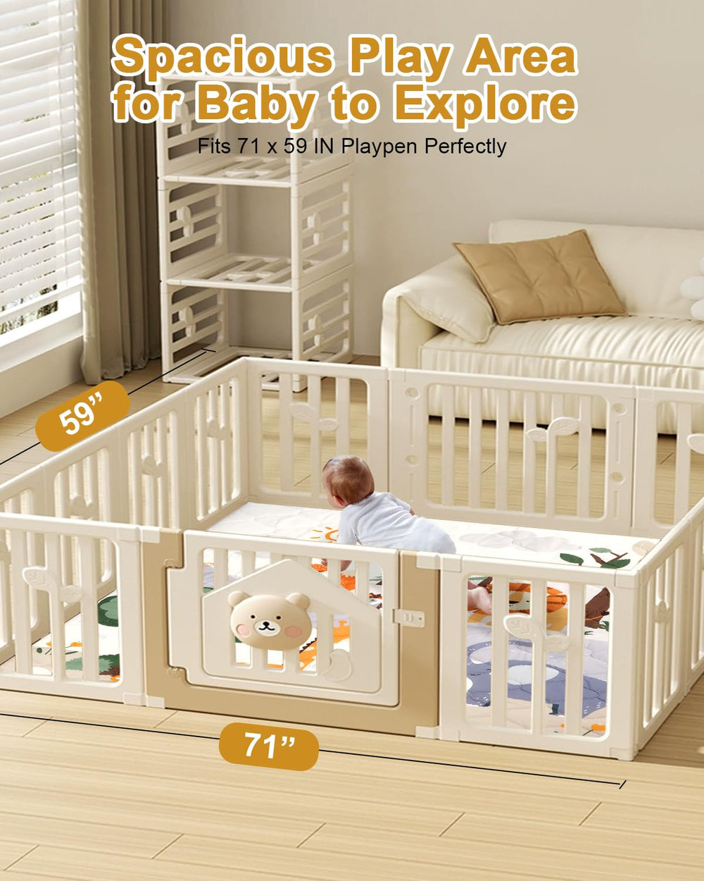 TINYHARBO Premium Foam Baby Play Mat non-slip bottom keeps it anchored during active sessions