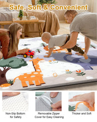 TINYHARBO Premium Foam Baby Play Mat size 71x59 inches enables expansive crawling and exploration