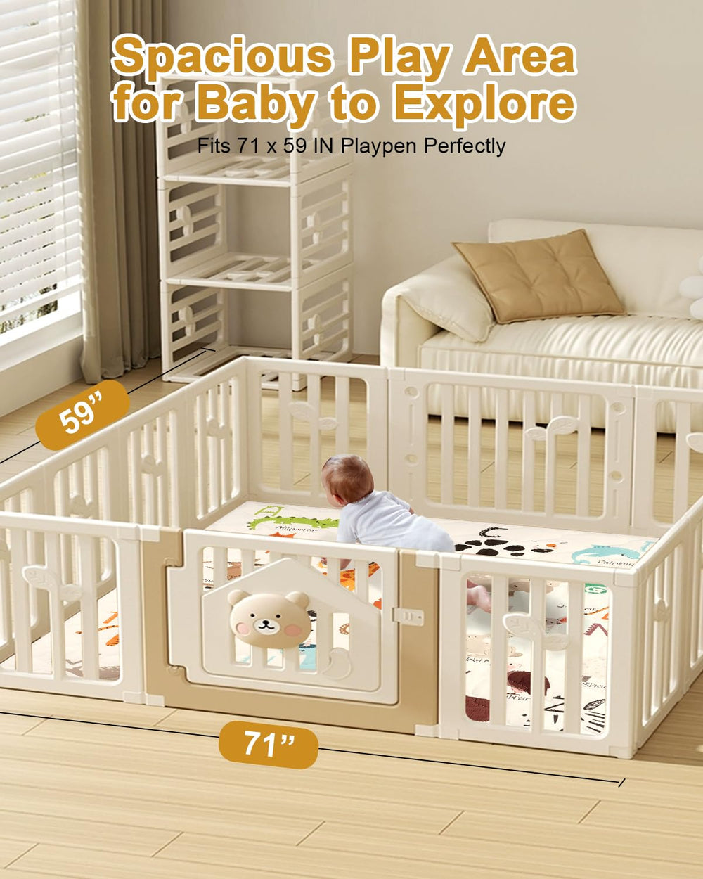 TINYHARBO tummy-time scene illustrates safe cushioned space for early moves.
