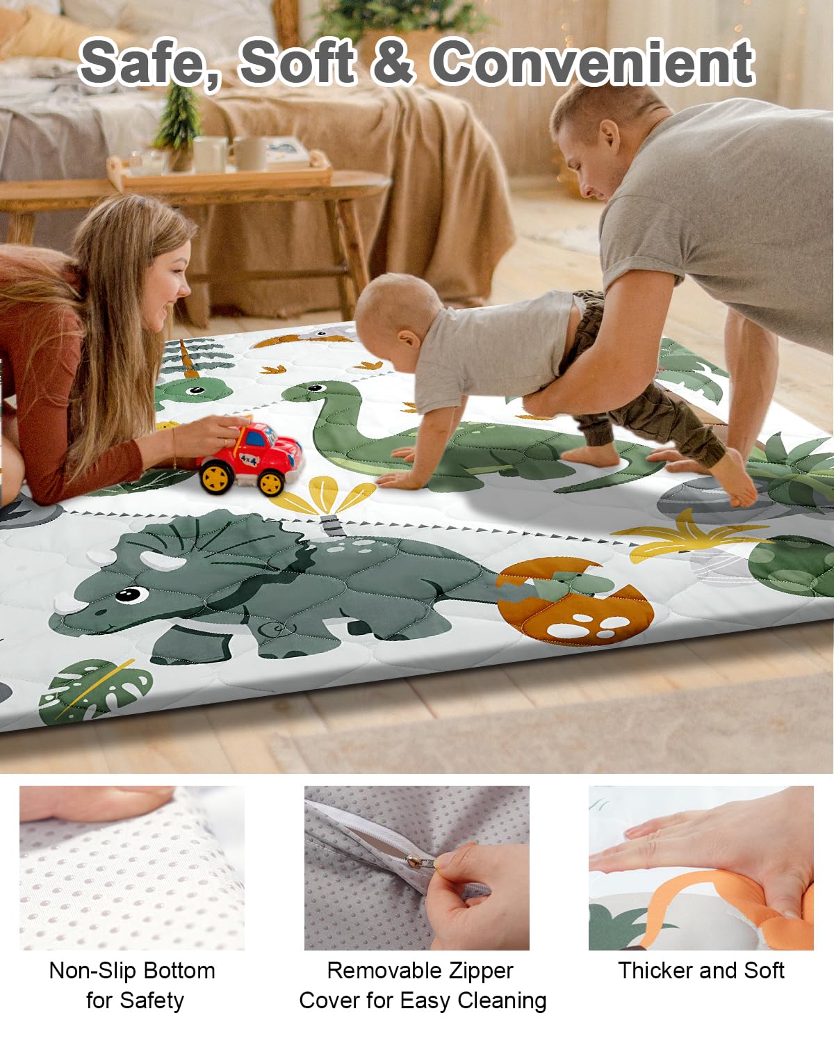Large 59x59 play area from TinyHarbo, ideal for crawling and tummy time.
