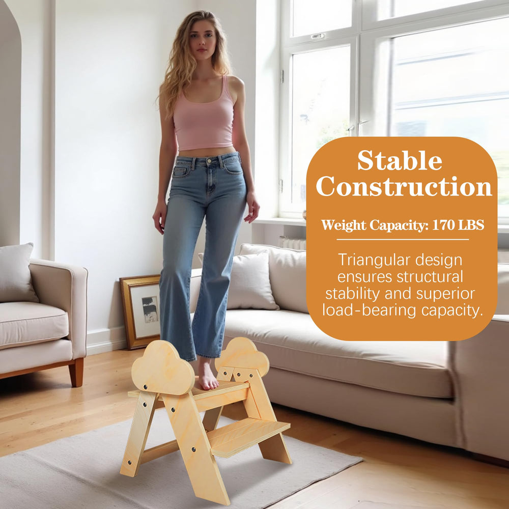 TinyHaven strong 170-lbs weight capacity stool supports kids and light adults.
