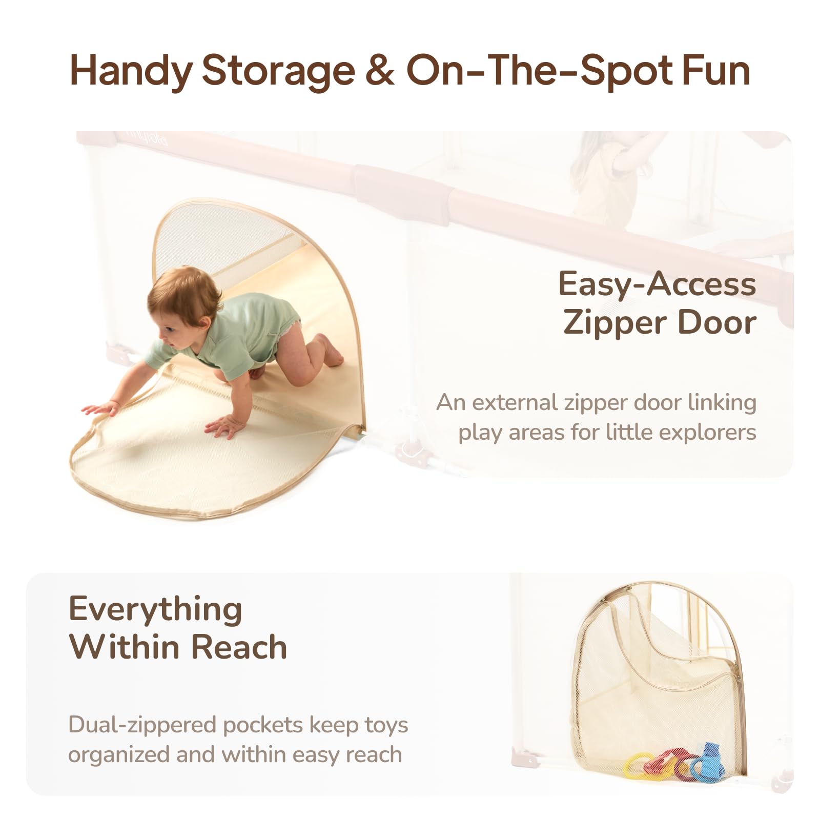 Tinyiota 50x50 space giving ample room for toys and crawlers