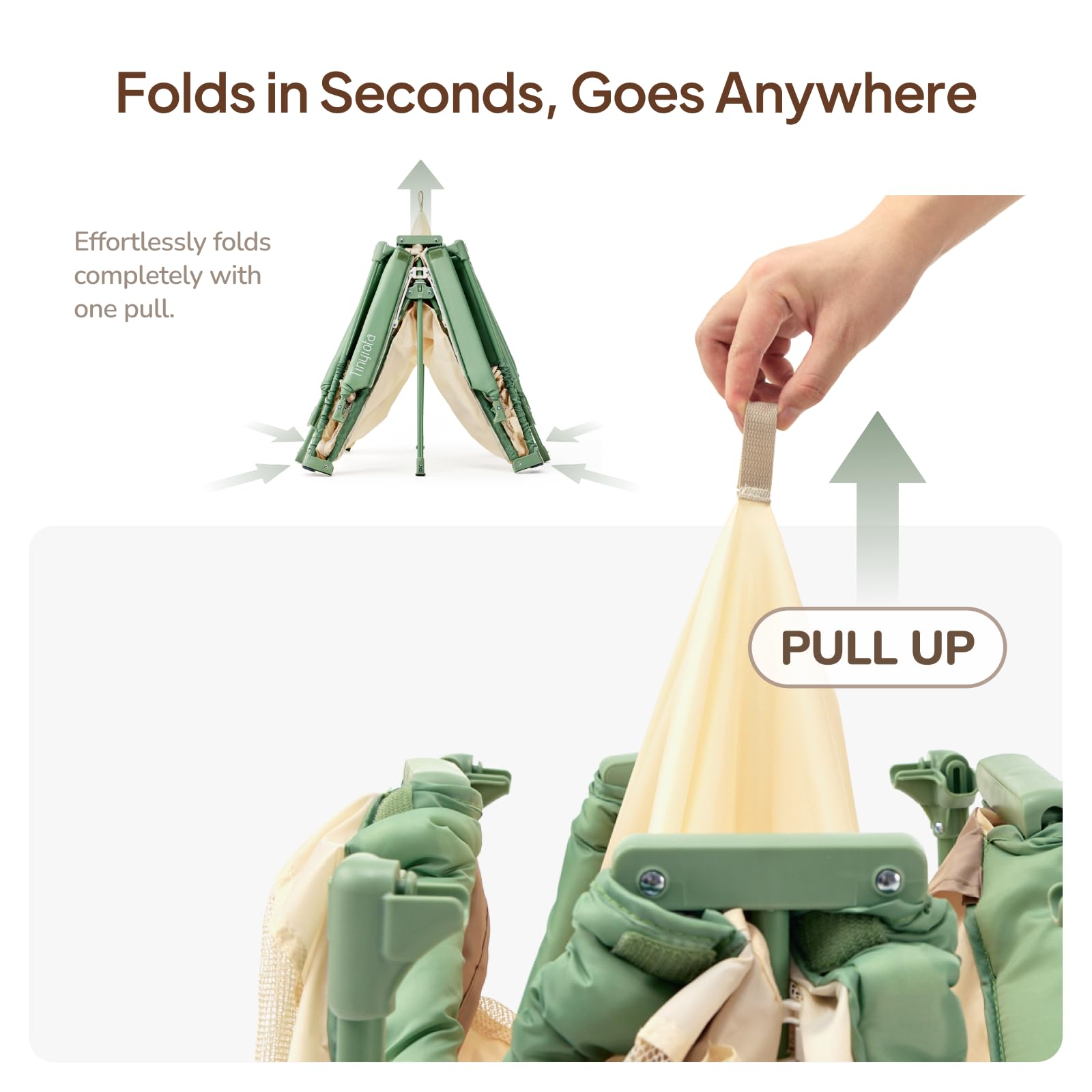 Tinyiota foldable playpen folded-compact for easy transport