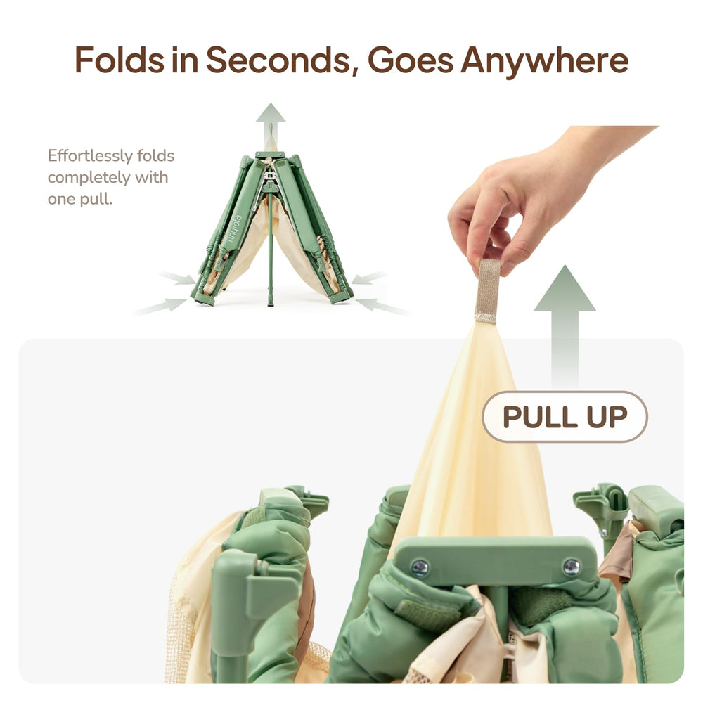 Tinyiota foldable playpen folded-compact for easy transport
