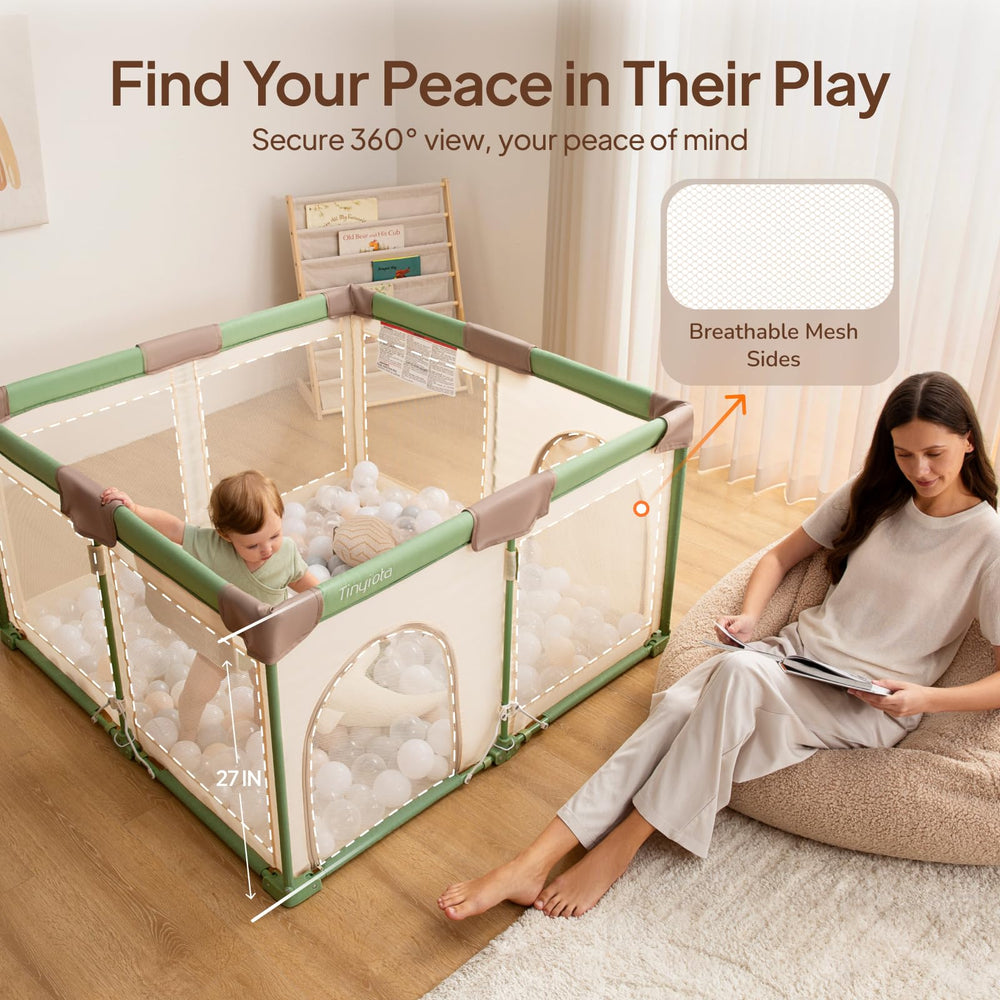 Tinyiota playpen 360-visibility for watching play from any angle