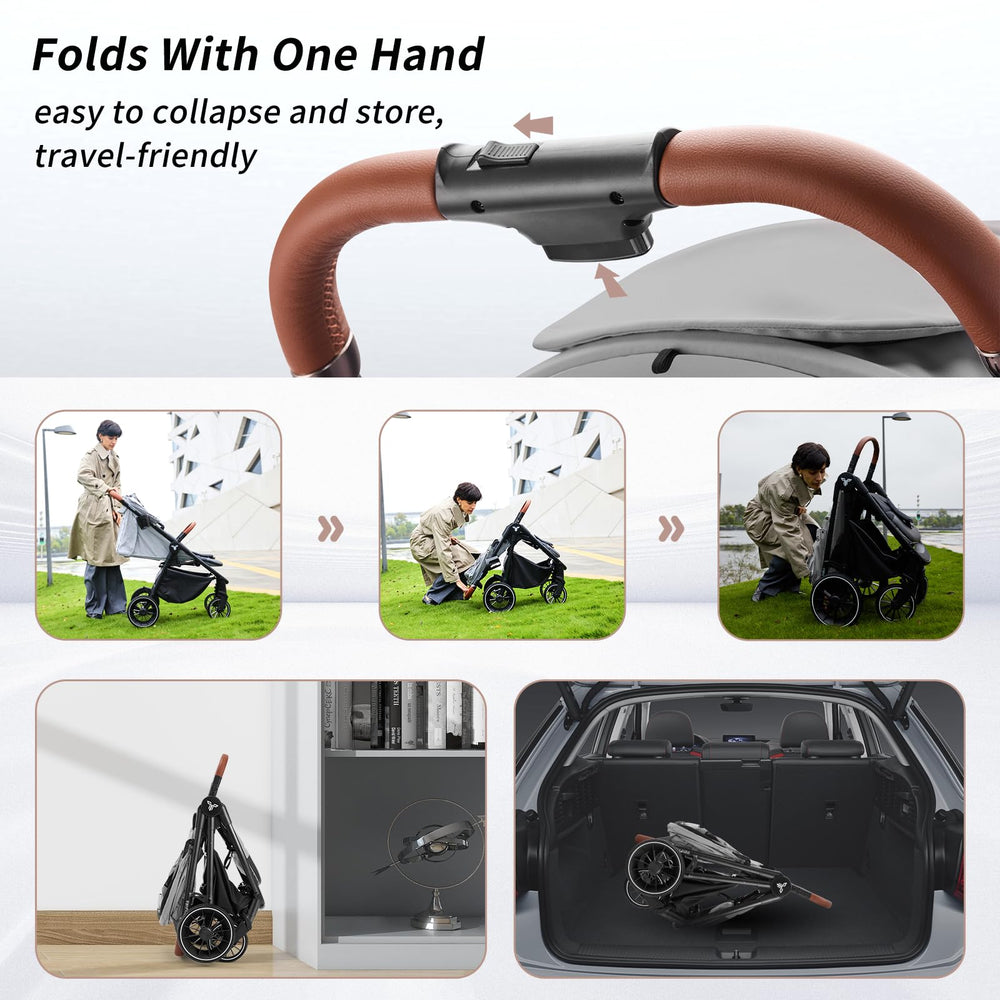 Tinyiota leather handle offers luxurious grip and enhanced comfort during city strolls.