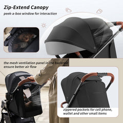 Tinyiota stroller UPF50 canopy provides sun protection during outings
