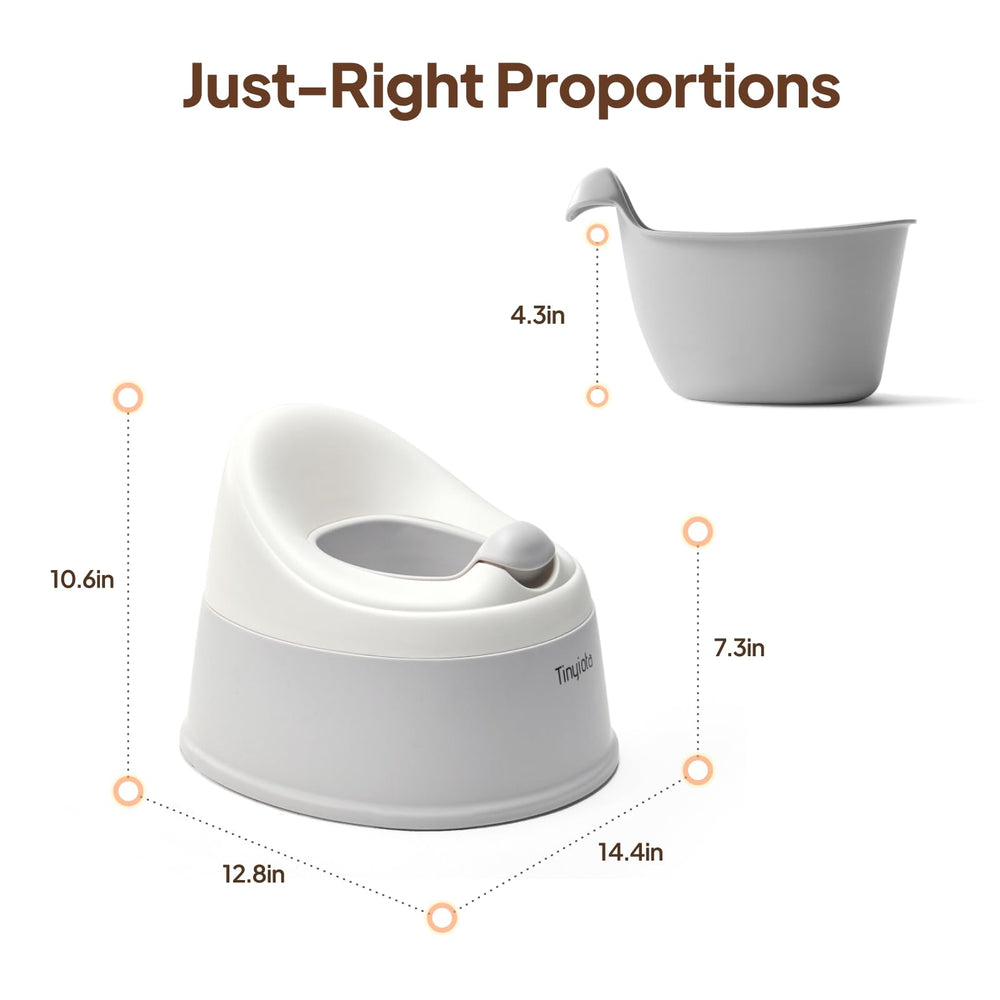 Tinyiota Toddler Potty designed for ages 6 months to 3 years.