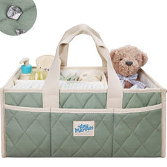 Tiny Marvels diaper caddy with waterproof fabric keeps essentials organized during outings