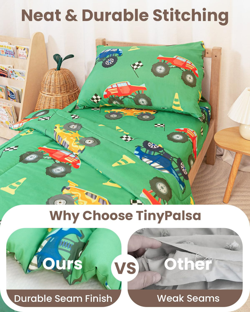 TinyPalsa reversible-pillowcase offers two looks for kid-friendly bedtimes.