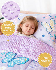 TinyPalsa 4-piece toddler bedding layout for easy, snug setup on standard mattresses
