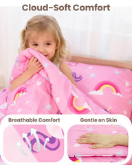 TinyPalsa pink rainbow pony flat sheet supports comfy bedtime routines.