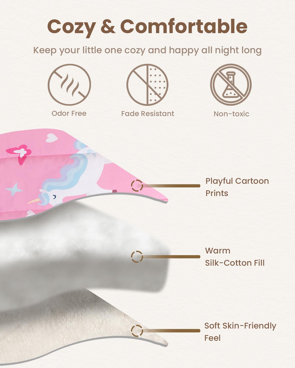 TinyPalsa pink rainbow pony pillowcase simplifies night-time sleep with easy care.