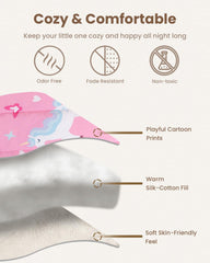 TinyPalsa pink rainbow pony pillowcase simplifies night-time sleep with easy care.