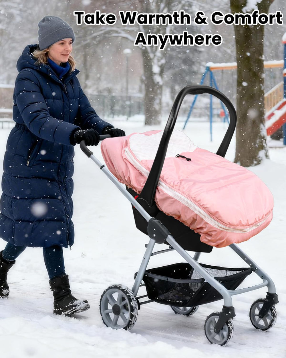 TinyPalsa waterproof canopy protects against rain and snow during strolls.