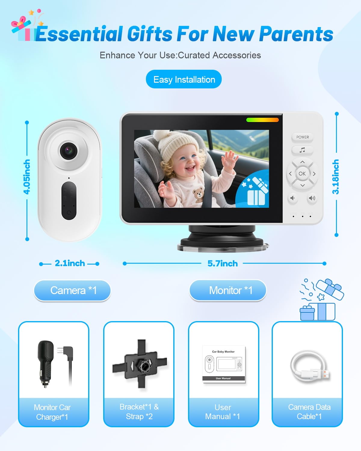 TinyShield backseat monitor supports safer driving with real-time baby visibility.