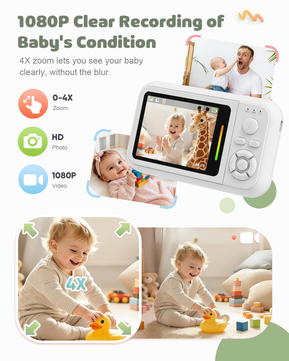 TinyShield VOX alert detects cries and lights up the screen for quick response.