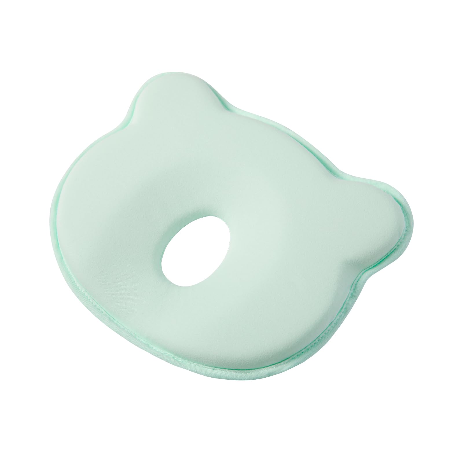 TinyTotsJoy memory foam baby pillow with cartoon bear design provides gentle head support.